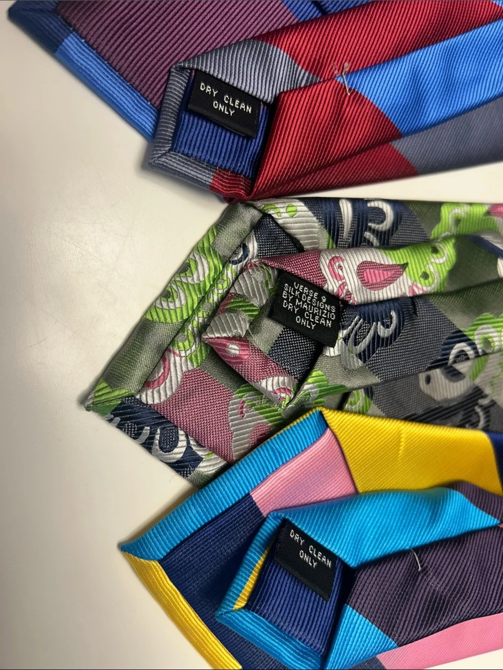 Verse 9- Men's Multicolor Patterned Necktie Set - Blue, Pink, Yellow, Green